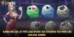 Game bài 3D là thể loại được ưa chuộng tại nhà cái online 33Win 